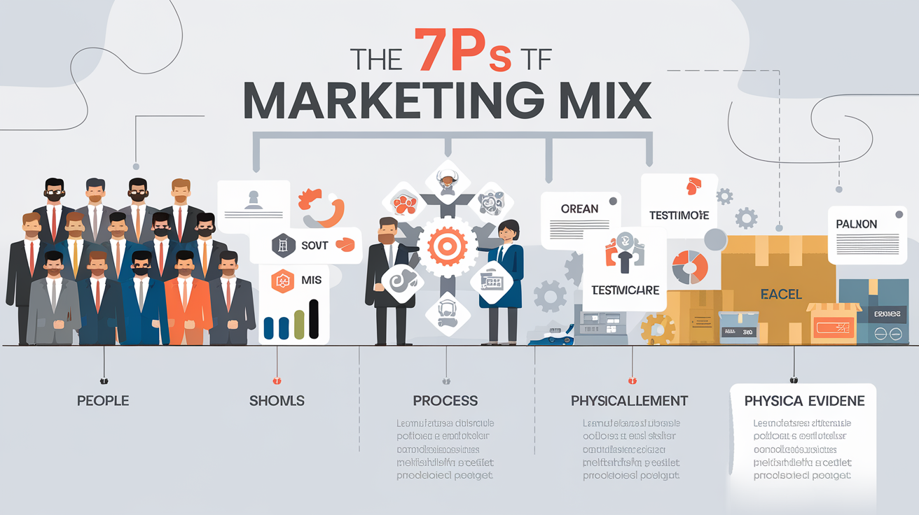 Illustration des 7P du marketing mix