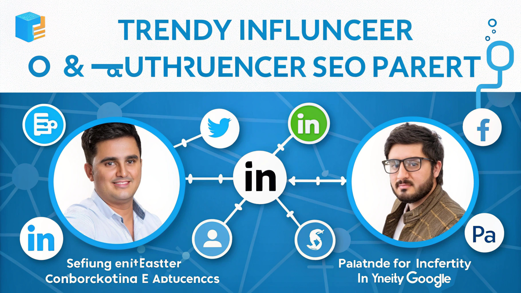 Article collaboratif influenceur-expert SEO, logos LinkedIn-Google, backlinks