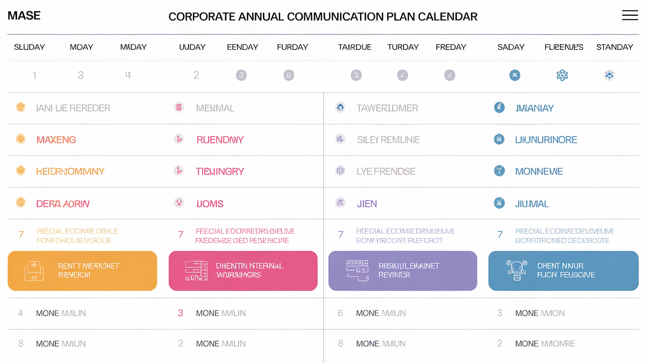 Calendrier annuel pour le suivi d'un plan de communication d'entreprise