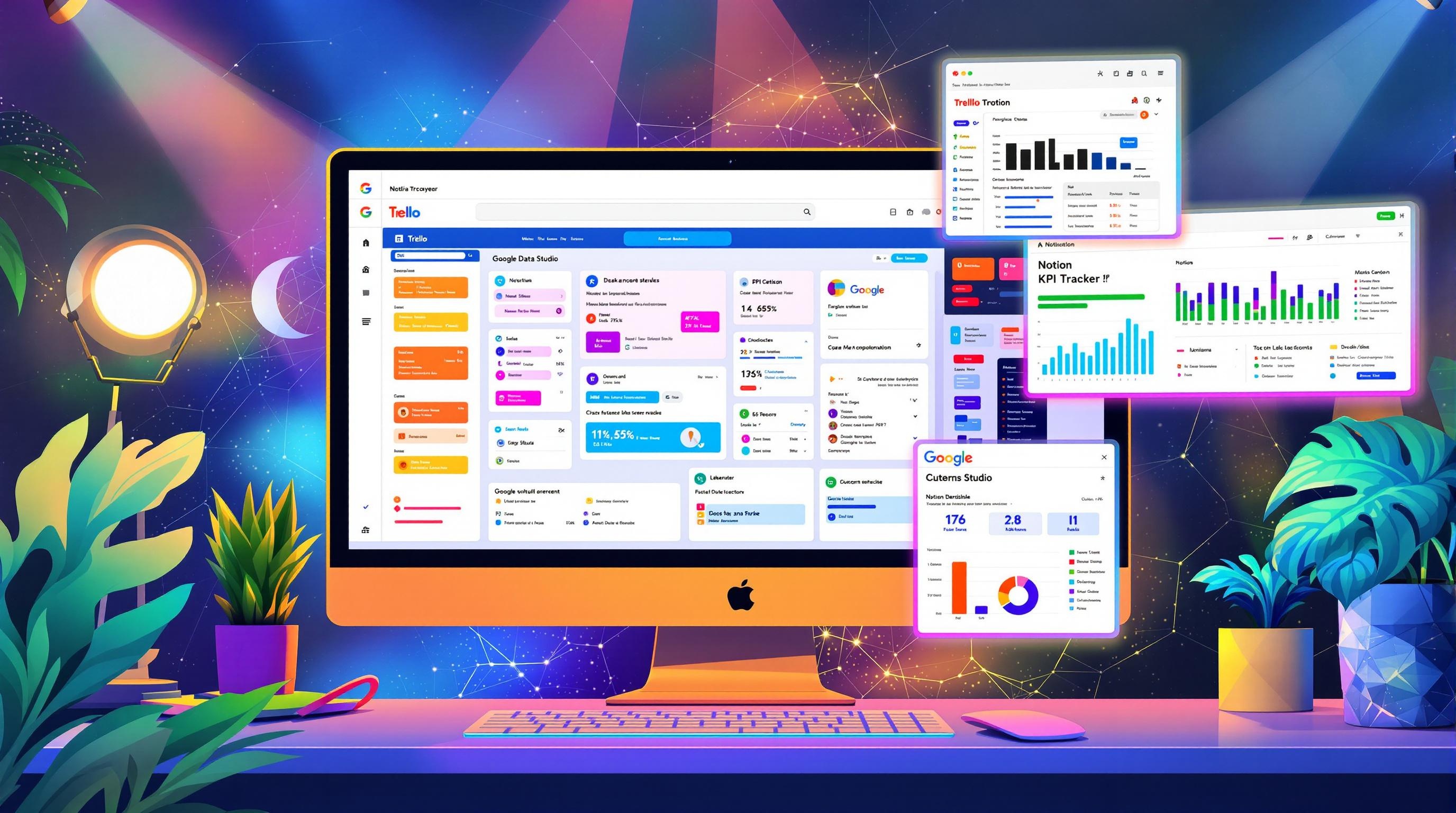 Tableau outils suivi carrière Trello Notion Google Data Studio KPI Tracker