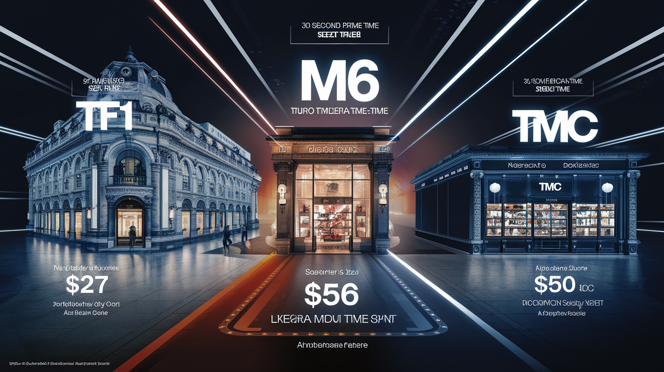 Graphique comparatif des tarifs publicitaires TV pour un spot de 30 secondes en soirée.