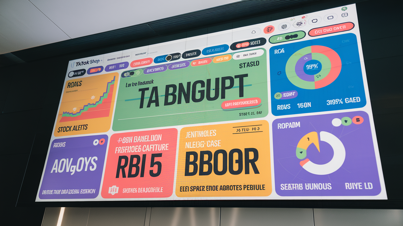 Dashboard TikTok Shop Seller Center affichant des KPIs et des alertes