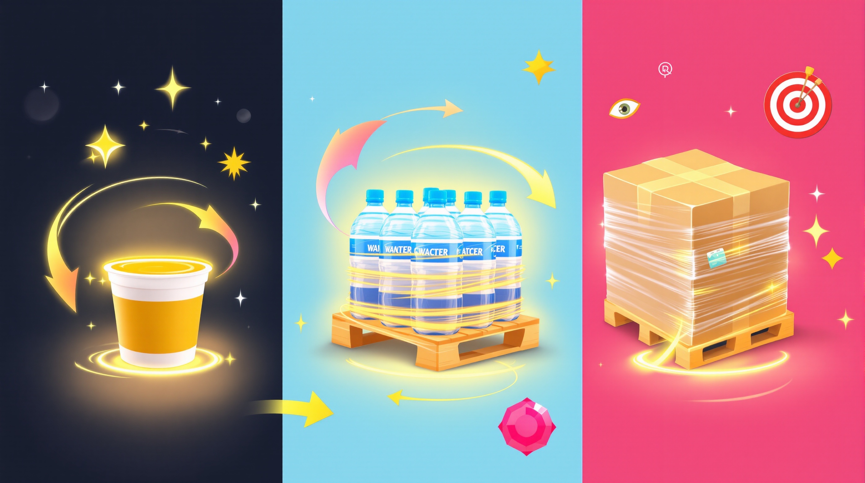 Illustration fonctions clés emballage : protection, logistique, marketing