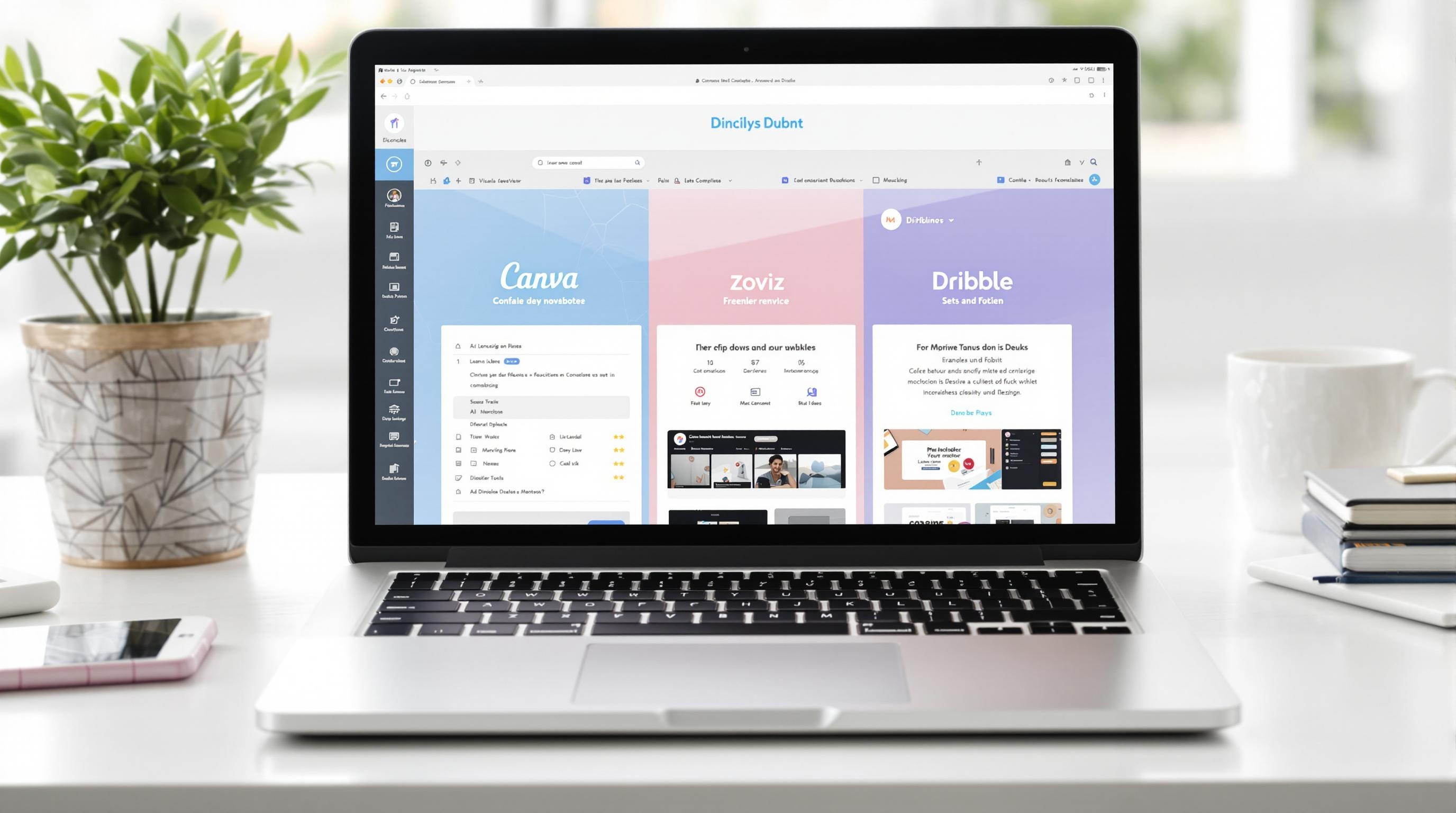 Mockups des plateformes Canva, Zoviz et Dribbble pour le branding digital