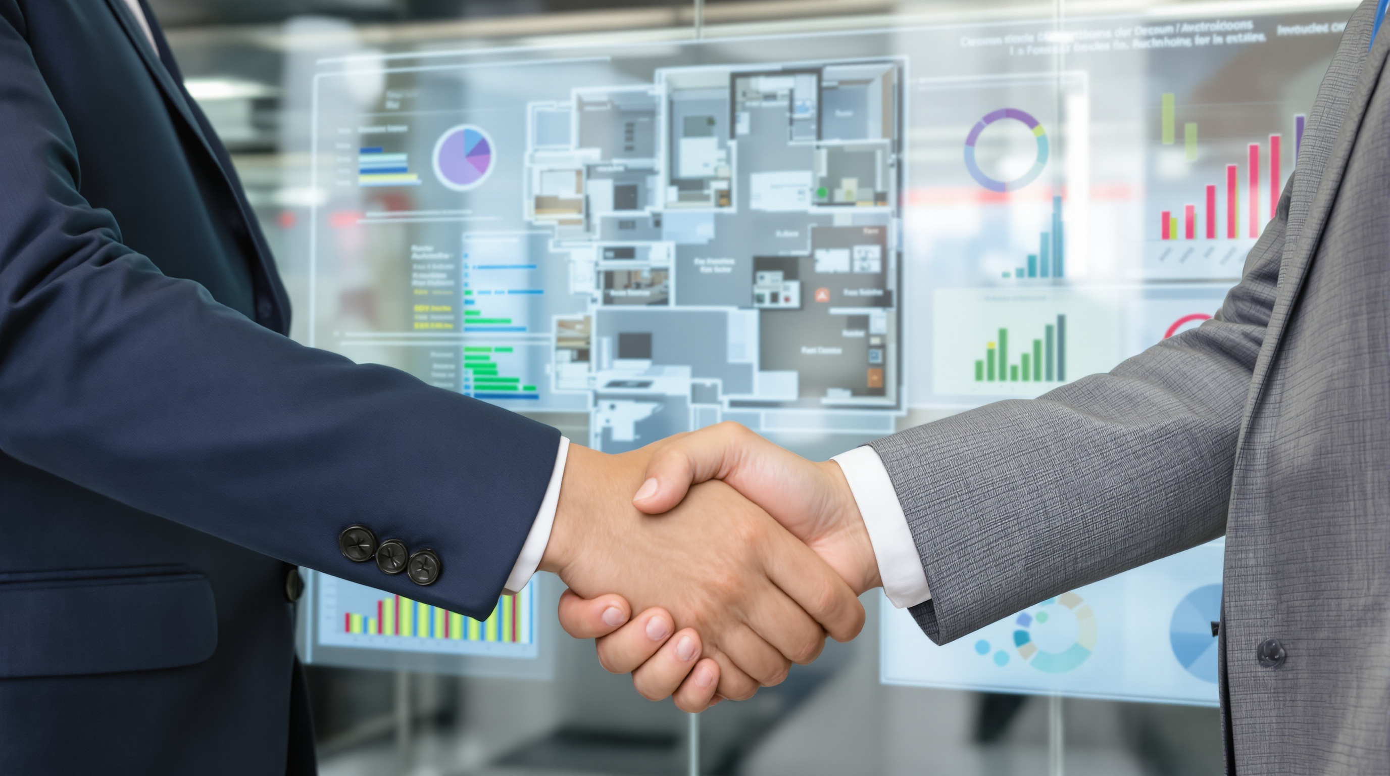 Poignée de main symbolisant la négociation dans le commerce immobilier