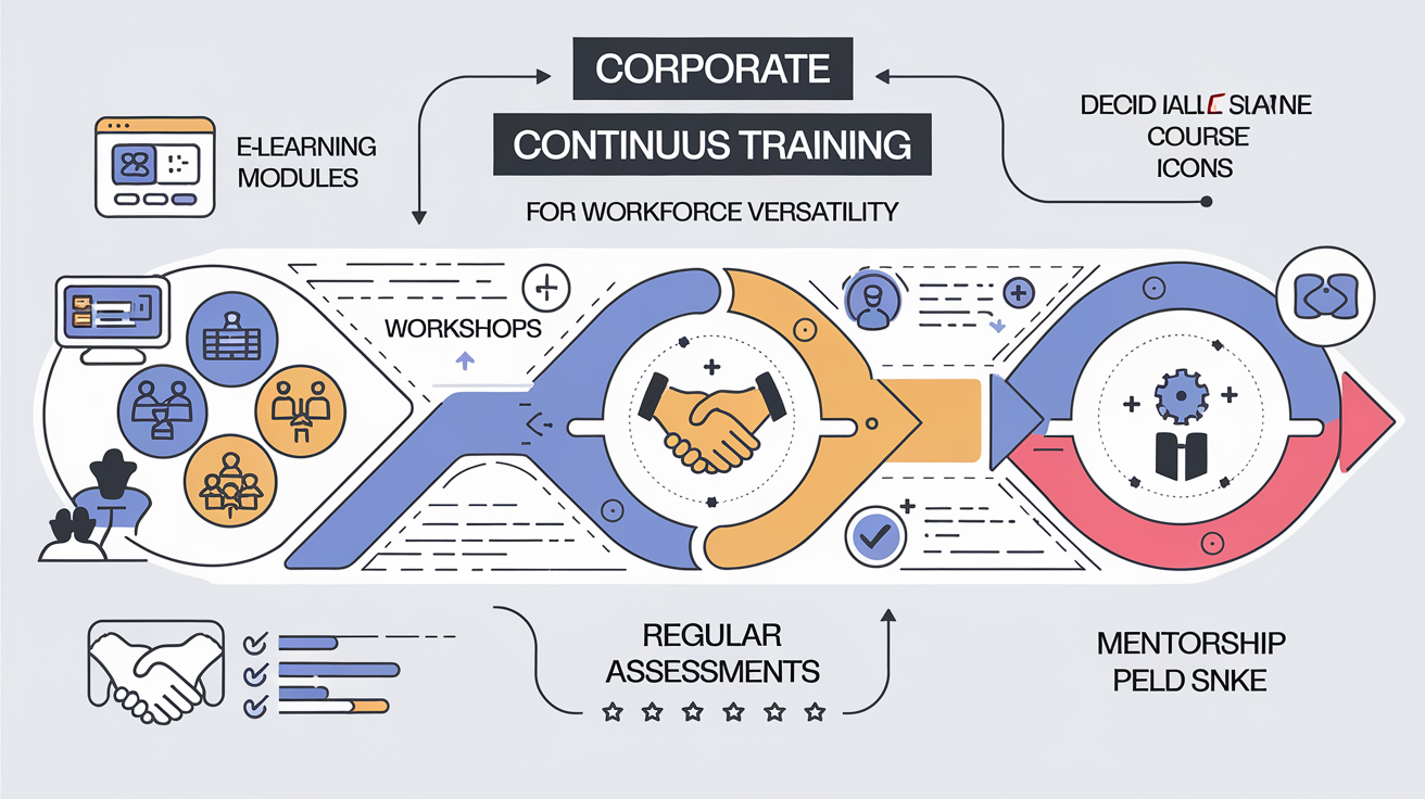 Schéma illustrant un parcours de formation continue pour développer la polyvalence en entreprise